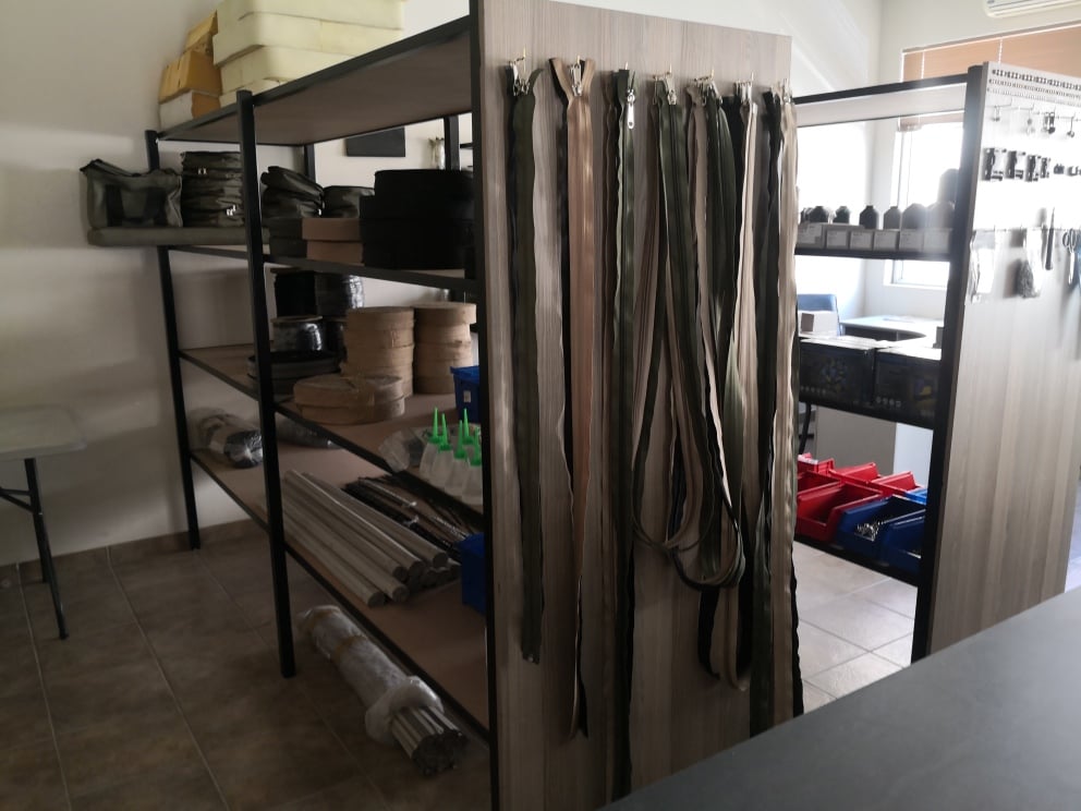 Zipper display in the supply shop